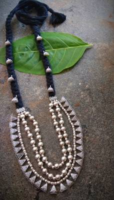 Oxidised Metal Silver Necklace 1