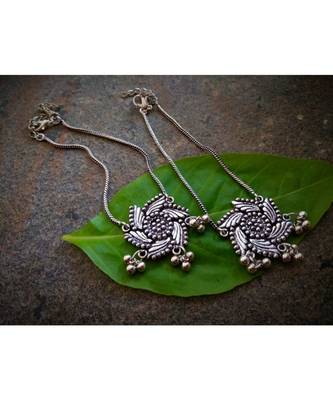 Oxidised Metal Silver Anklets 1