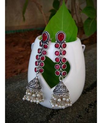 Oxidised Metal Silver Earring 1