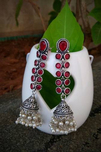 Oxidised Metal Silver Earring