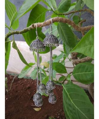 Oxidised Metal Silver Earring 1