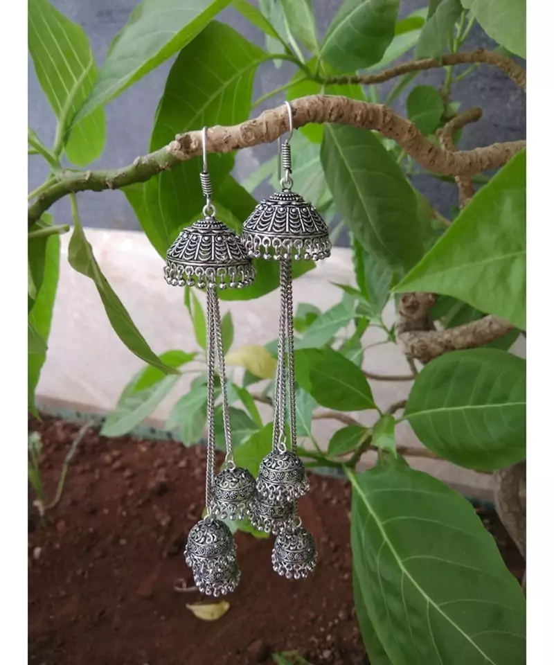 Oxidised Metal Silver Earring