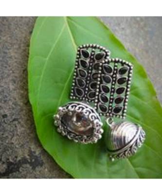 Oxidised Metal Silver Earring 1