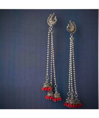 Oxidised Metal Glass  Earring 1