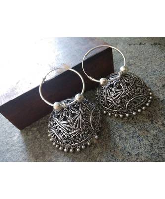 Oxidised Metal Glass  Earring 1