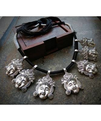 Oxidised Metal Silver Necklace 1