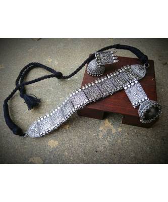 Oxidised Metal Silver Necklace 1