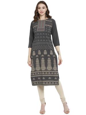 Grey printed crepe kurtas-and-kurtis 2