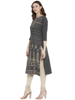 Grey printed crepe kurtas-and-kurtis 4