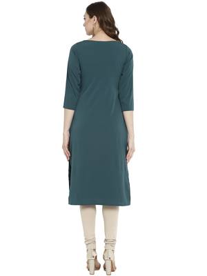 Sea-green printed crepe kurtas-and-kurtis 3