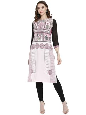 Light-pink printed crepe kurtas-and-kurtis 1