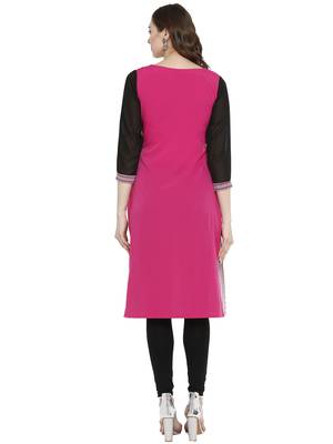 Light-pink printed crepe kurtas-and-kurtis 3