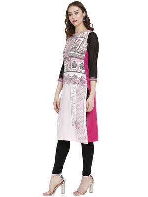 Light-pink printed crepe kurtas-and-kurtis 4