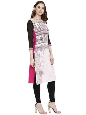Light-pink printed crepe kurtas-and-kurtis 5