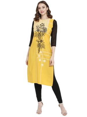 Mustard printed crepe kurtas-and-kurtis 1