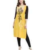 Mustard printed crepe kurtas-and-kurtis