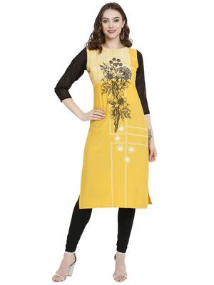 Mustard printed crepe kurtas-and-kurtis 2
