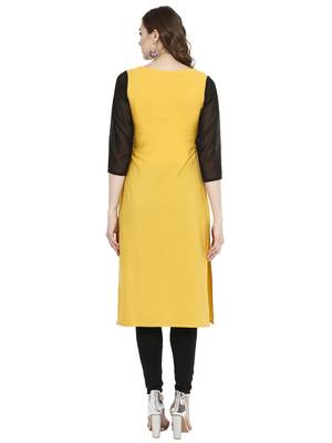 Mustard printed crepe kurtas-and-kurtis 3