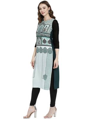 Multicolor printed crepe kurtas-and-kurtis 4