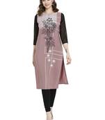 Mauve printed crepe kurtas-and-kurtis