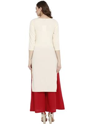 Cream printed crepe kurtas-and-kurtis 3