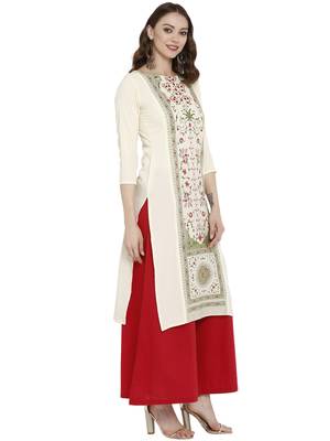 Cream printed crepe kurtas-and-kurtis 5