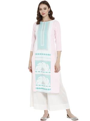 Light-pink printed crepe kurtas-and-kurtis 1