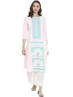 Light-pink printed crepe kurtas-and-kurtis 2