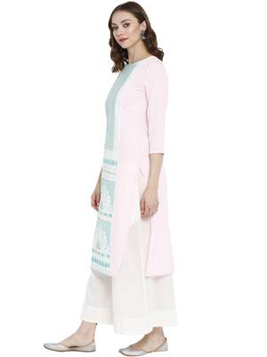 Light-pink printed crepe kurtas-and-kurtis 4