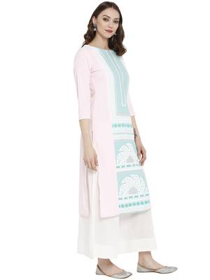 Light-pink printed crepe kurtas-and-kurtis 5