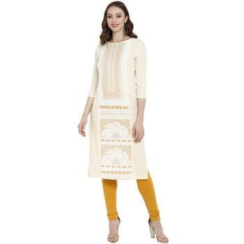 Cream printed crepe kurtas-and-kurtis 1