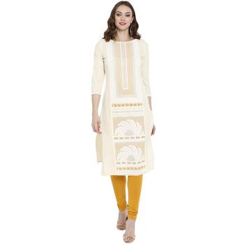 Cream printed crepe kurtas-and-kurtis 2