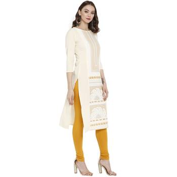 Cream printed crepe kurtas-and-kurtis 5