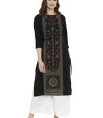 Black printed crepe kurtas-and-kurtis