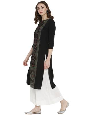 Black printed crepe kurtas-and-kurtis 4
