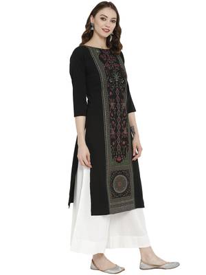 Black printed crepe kurtas-and-kurtis 5