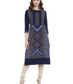 Blue printed crepe kurtas-and-kurtis