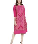 Magenta printed crepe kurtas-and-kurtis