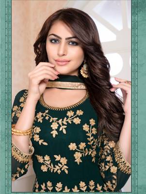Green Faux Georgette Designer Anarkali Suit 2