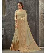 beige woven pure linen saree with blouse