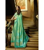 green embroidered art silk saree with blouse