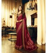 maroon brasso satin saree with blouse