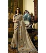 beige embroidered cotton saree with blouse