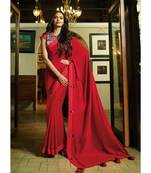 red embroidered cotton saree with blouse