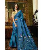 blue embroidered cotton saree with blouse