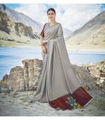 grey printed georgette saree with blouse