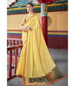 yellow printed georgette saree with blouse