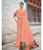 pink printed georgette saree with blouse
