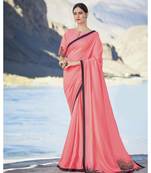pink printed georgette saree with blouse