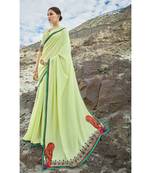 green printed georgette saree with blouse
